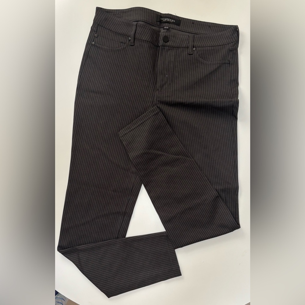 Liverpool Jeans Company. Dark Gray Pinstriped Jeans